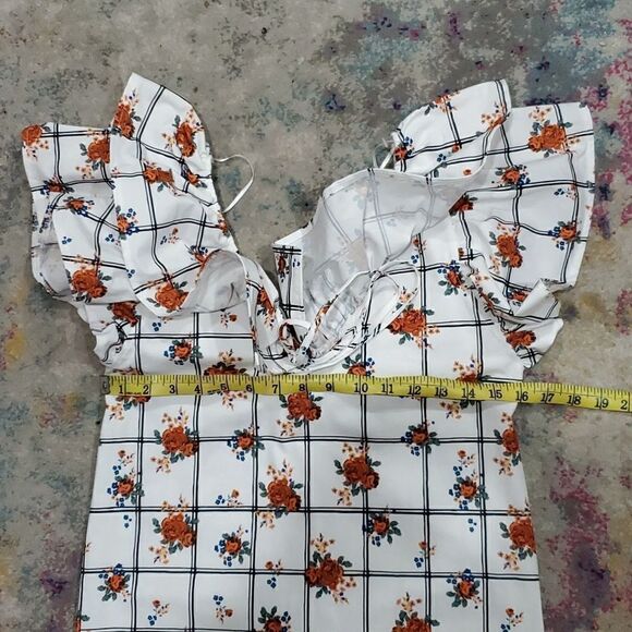 Zara Ruffled Shoulder Midi Dress Size M - Picture 14 of 16